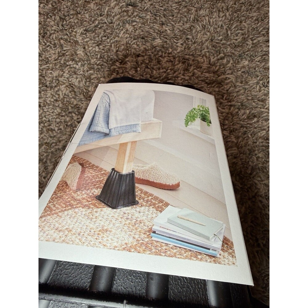 Brightroom Bed Risers 6 Inch Black Set of 4 Under Bed Storage Furniture Risers